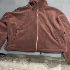 Brown Zip-Up Fleece Jacket